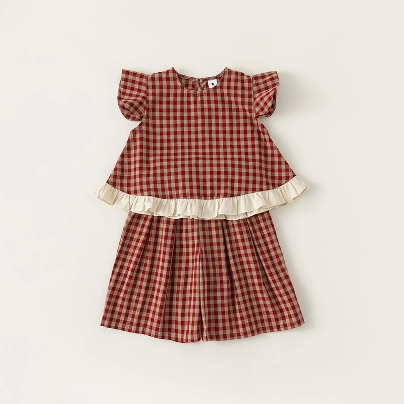 Girl's Red Plaid Print Clothing Sets Single Button Flying Sleeve Loose Shirt+High Waist Loose Pants Two Pieces Kids Casual Suits
Girl's Red Plaid Print Clothing Sets Single Button Flying Sleeve Loose Shirt+High Waist Loose Pants Two Pieces Kids Casual Suits