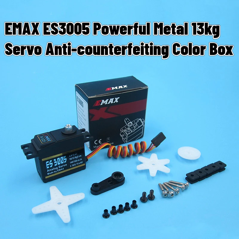 

EMAX оригинальный подлинный ES3005 мощный металлический 13 кг сервопривод анти-подделка цветная коробка для радиоуправляемого автомобиля лодки