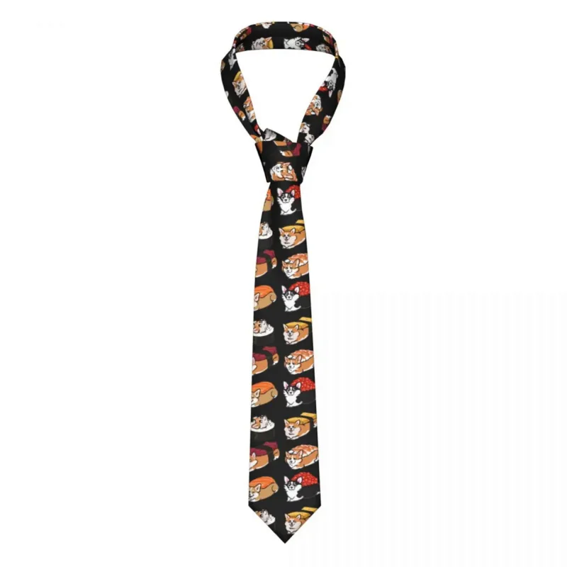 

Мужской галстук-бабочка суши корги, тонкий галстук из полиэстера шириной 8 см, шейный платок с животными для мужчин, повседневная одежда, галстук для офиса