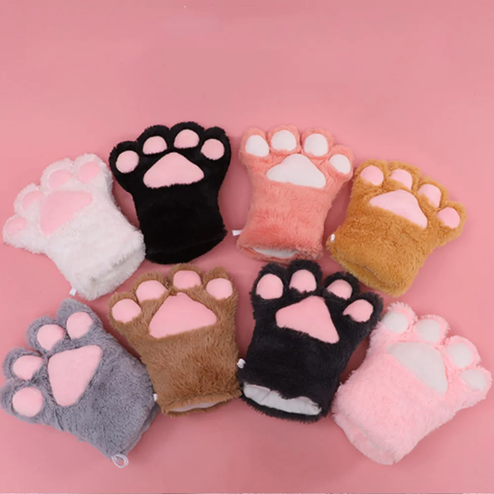 

Paw Plush Gloves Cute Soft Cat Mittens Fluffy Bear Paw Plush Gloves Cosplay Perform Prop Creative Fashion Cat Claw Mittens
