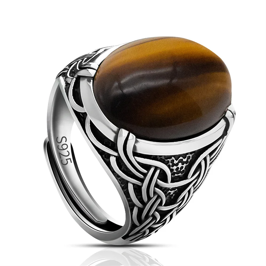 Genuine 925 Sterling Silver Open Size Ring Natural Tiger EyeS Stone Handmade Vintage Turkish Adjustable Silver Mens Ring
Genuine 925 Sterling Silver Open Size Ring Natural Tiger EyeS Stone Handmade Vintage Turkish Adjustable Silver Mens Ring