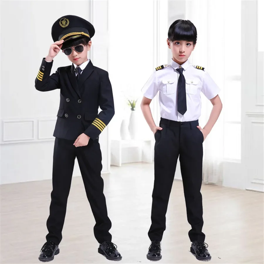 Kids Pilot Costumes Children Cosplay for Boys Girls Flight Attendant Costume Airplane Aircraft Air Force Performance Uniforms
Kids Pilot Costumes Children Cosplay for Boys Girls Flight Attendant Costume Airplane Aircraft Air Force Performance Uniforms