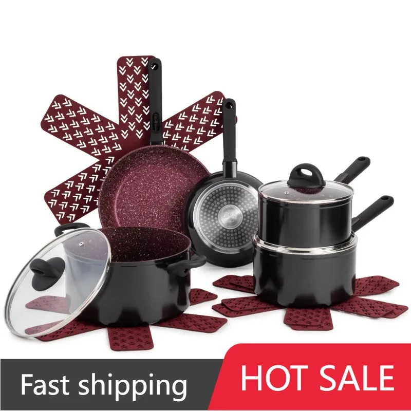 

Thyme & Table Non-Stick 12 Piece Cookware Set, Scarlet Red