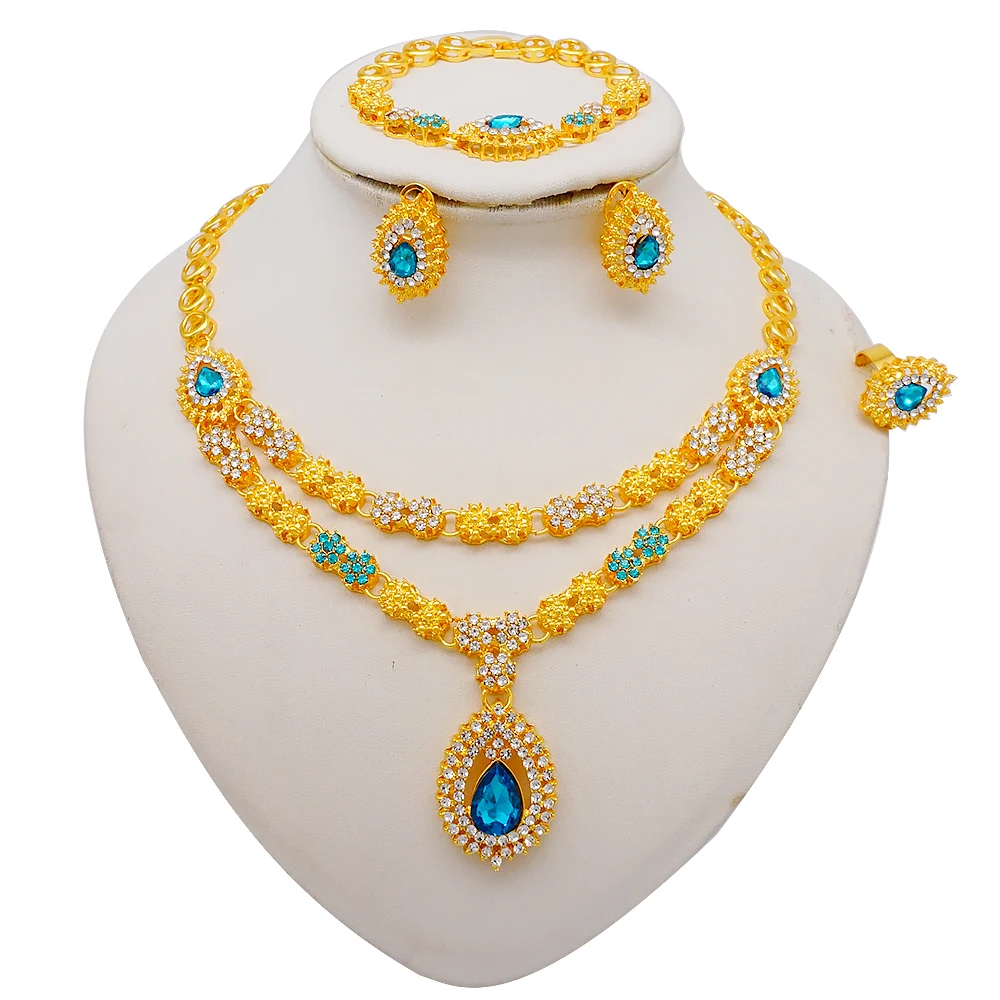 Luxury Gold Color Double Layered Necklace Jewelry Sets For Women African Water Drop Crystal Jewellery Indian Set Gifts 7 Mallzona Sd0ab487c47b9435db69e2a5de29ef411i Luxury Gold Color Double Layered Necklace Jewelry Sets For Women African Water Drop Crystal Jewellery Indian Set Gifts Mallzona