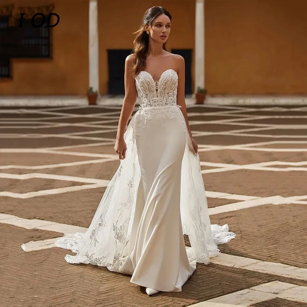 I OD Elegant Sweetheart Mermaid Wedding Dress Lace Appliques Backless Button Floor Length Bridal Gown Illusion Vestidos De Noiva
I OD Elegant Sweetheart Mermaid Wedding Dress Lace Appliques Backless Button Floor Length Bridal Gown Illusion Vestidos De Noiva