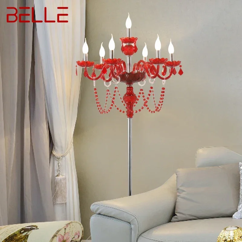 

BELLE European Red Style Crystal Floor Lamp Luxurious Hotel Ballroom Wedding Candle Decoration Lamp Living Room Bedroom Villa