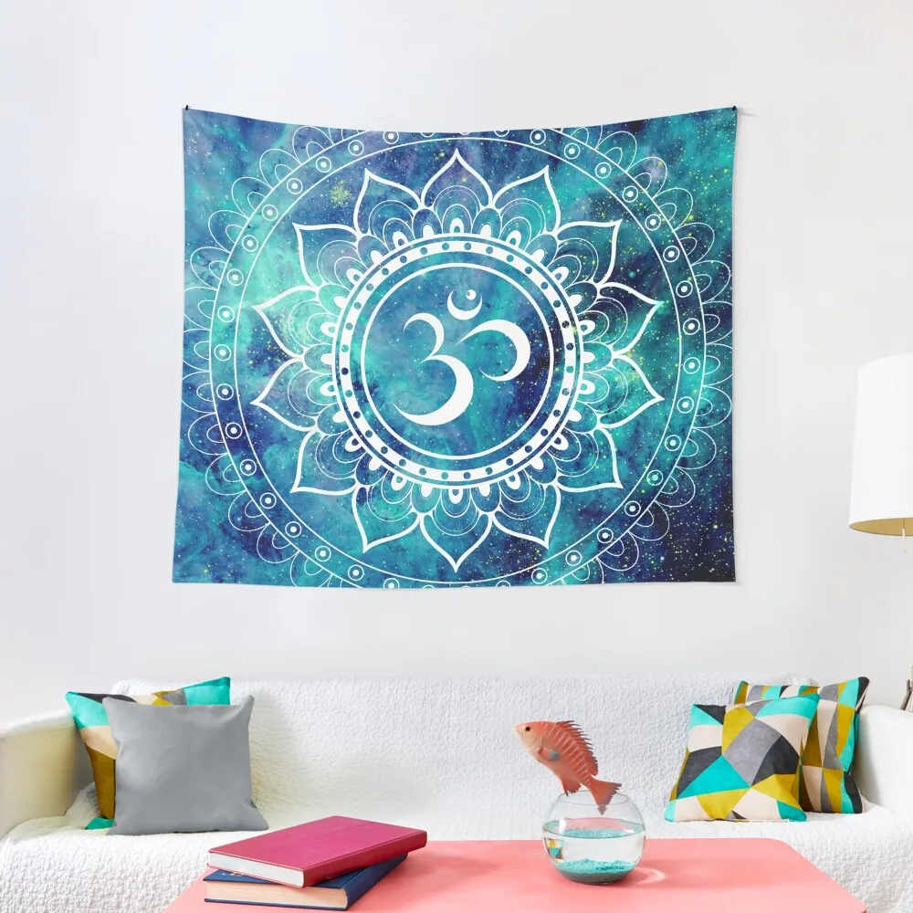 

Galaxy Om Mandala Teal & Midnight Blue Tapestry Home Decorators Cute Room Decor Room Aesthetic Decor Tapestry