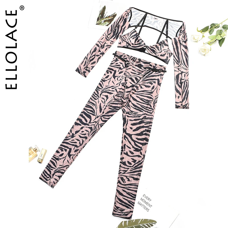 Ellolace Zebra Erotic Lingerie For Full Crop Top Tight Outfit