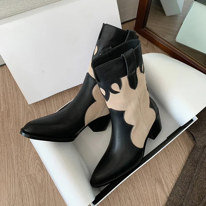Designer Ankle Boots Motorcycle Botas De Mujer Luxury Women Shoes Mix Color Combat Botines Point Toe Thick Heels Slip On Botte
Designer Ankle Boots Motorcycle Botas De Mujer Luxury Women Shoes Mix Color Combat Botines Point Toe Thick Heels Slip On Botte