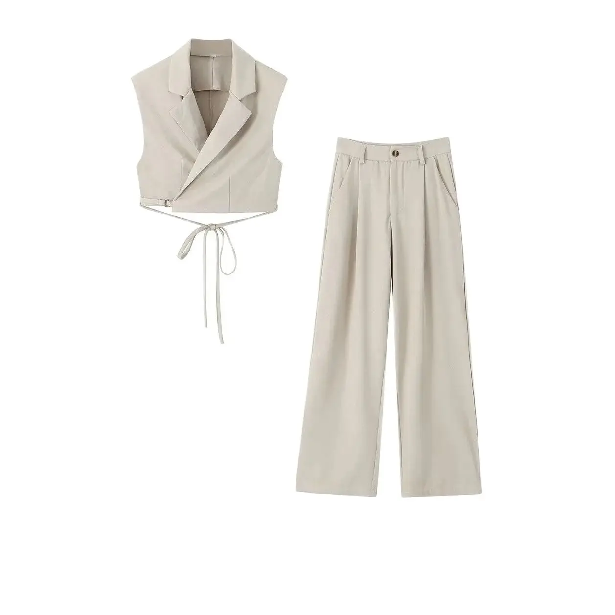 2024 Summer New Women's Fashion Suit Collar Lace Up Slim Fit Vest Slimming Versatile Wide Leg Pants
2024 Summer New Women's Fashion Suit Collar Lace Up Slim Fit Vest Slimming Versatile Wide Leg Pants