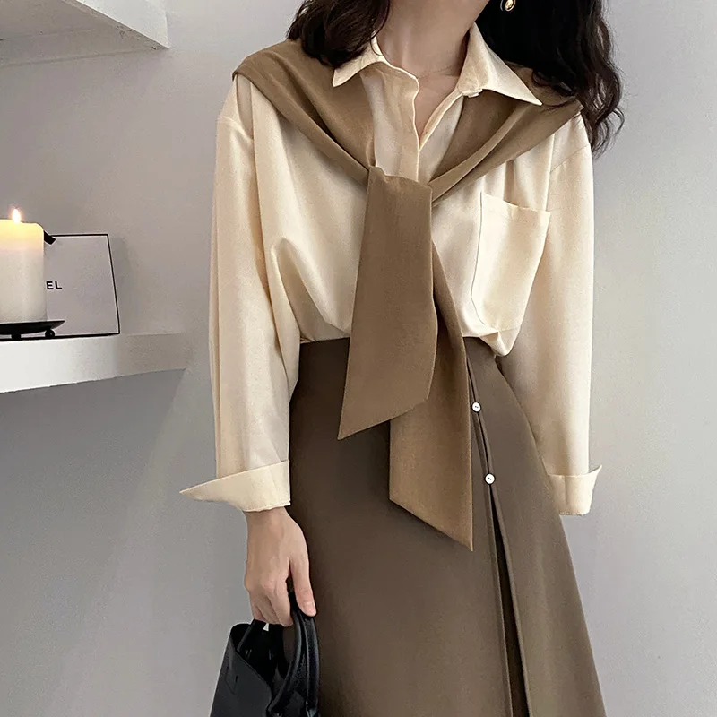 Suninbox High Quality Shawl Two-piece Shirt Women's 2023 Spring Korean Version Loose Fake Two-piece Matching Casual Shirt Top
Suninbox High Quality Shawl Two-piece Shirt Women's 2023 Spring Korean Version Loose Fake Two-piece Matching Casual Shirt Top