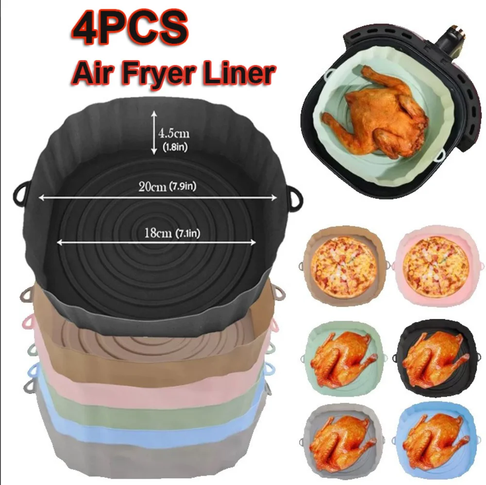 2/4pcs Silicone Air Fryer Basket Airfryer Oven Mold Baking Tray Pizza Fried Chicken Basket Reusable Pan Liner Accessories
2/4pcs Silicone Air Fryer Basket Airfryer Oven Mold Baking Tray Pizza Fried Chicken Basket Reusable Pan Liner Accessories