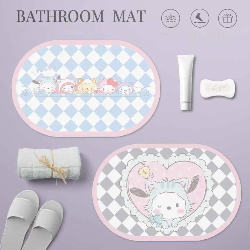 

Sanrio технический тканевый Впитывающий Коврик Kuromi снуд Дораэмон напольный коврик для ванной кухни двери кавайный мультяшный коврик для ванной комнаты