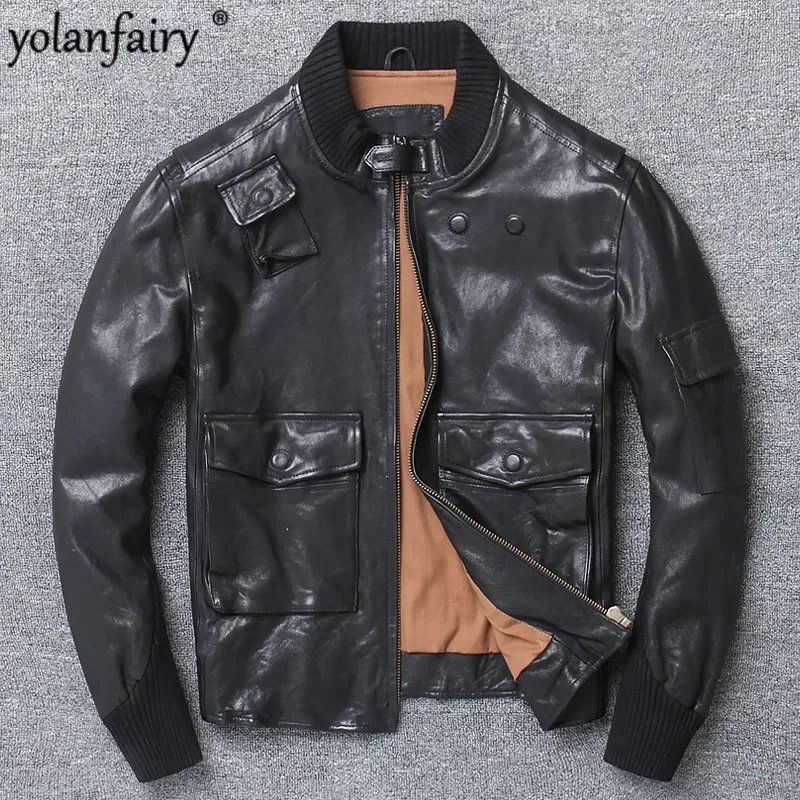 Black Leather Jacket Men Korean Sheepskin Coat Biker Men Spring Leather Jacket Baseball Collar Cuero Genuino X-1719 Pph341
Black Leather Jacket Men Korean Sheepskin Coat Biker Men Spring Leather Jacket Baseball Collar Cuero Genuino X-1719 Pph341