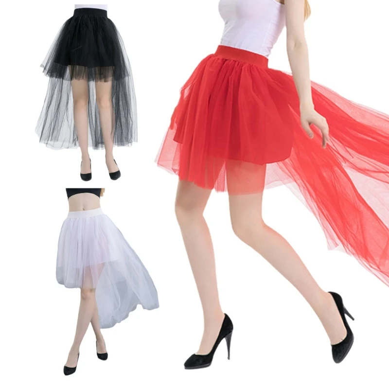 F42F Womens Elastic Waist High and Low Tulle Long Skirt Multilayered Mesh Overskirt Tutus Skirts for Wedding Evening Party
F42F Womens Elastic Waist High and Low Tulle Long Skirt Multilayered Mesh Overskirt Tutus Skirts for Wedding Evening Party