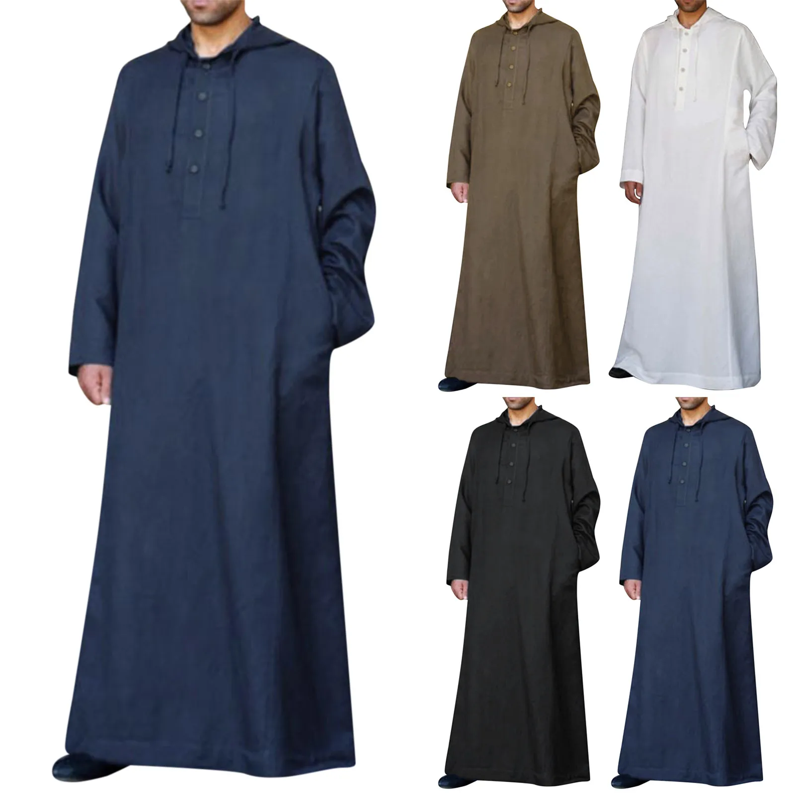 

Muslin Robe Islamic Jubba Thobe Long Sleeve Shirts Hoodies Saudi Arab Kaftan Long Men Abaya Clothing Dubai Hoodies Robe