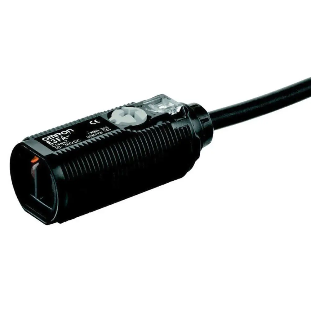 E3FA-RP11 2M Photoelectric sensor, M18 threaded barrel, plastic, red LED, retro-reflective, 4 m, PNP, Light-ON/Dark-ON, 2m cable
E3FA-RP11 2M Photoelectric sensor, M18 threaded barrel, plastic, red LED, retro-reflective, 4 m, PNP, Light-ON/Dark-ON, 2m cable