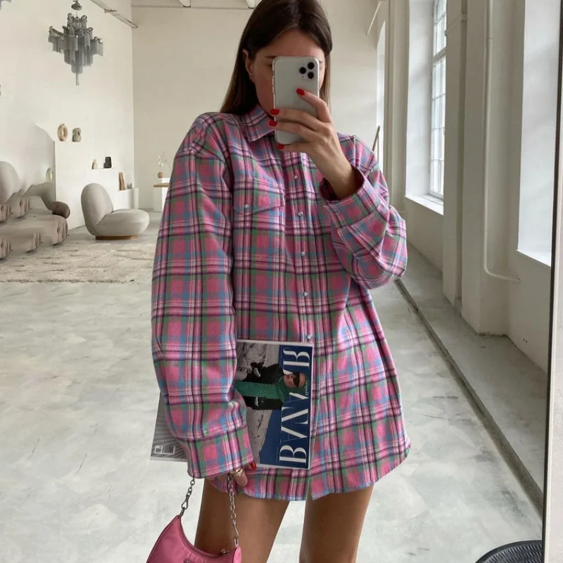 Autumn Retro Easy Matching Cotton Lapel Long Sleeve Shirt Loose Casual Pink Plaid Shirt Women's Wear Wanlj
Autumn Retro Easy Matching Cotton Lapel Long Sleeve Shirt Loose Casual Pink Plaid Shirt Women's Wear Wanlj