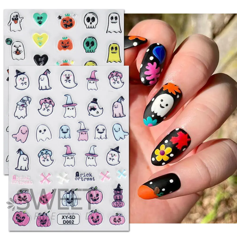 1pcs Kawaii 5D Halloween Design Nail Stickers Acrylic Mixed Ghost Pumpkin Skeleton Nail Art Decorations Ornament Slider Decals
1pcs Kawaii 5D Halloween Design Nail Stickers Acrylic Mixed Ghost Pumpkin Skeleton Nail Art Decorations Ornament Slider Decals