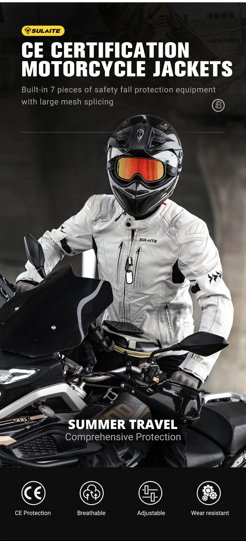 Summer Breathable Mesh Motorcycle Jacket Reflective Motorcycle Riding Clothes Built-in Detachable Protective Gear Racing Suit Summer Breathable Mesh Motorcycle Jacket Reflective Motorcycle Riding Clothes Built-in Detachable Protective Gear Racing Suit