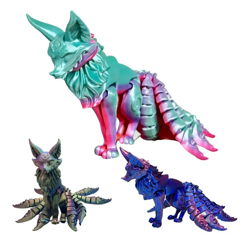 

3D печатная лиса девять хвостов лиса домашнее украшение для стола креативное украшение статуя животного настольное украшение плакатная лиса фиджет игрушка