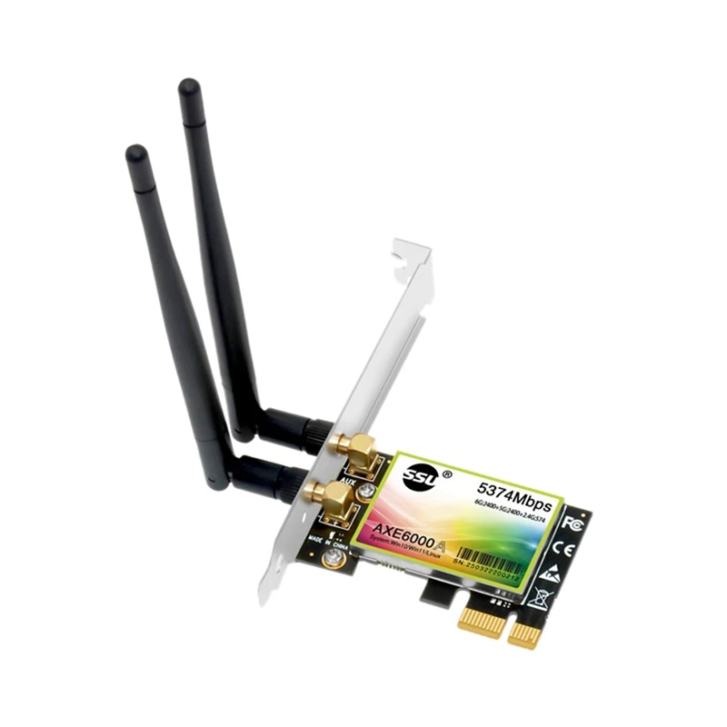 

SSU 5374 Мбит/с Wifi6e Pcie адаптер двухдиапазонный 2,4G/5 ГГц Wi-Fi карта PCI-Express беспроводной адаптер для ПК компьютера AXE6000(A)