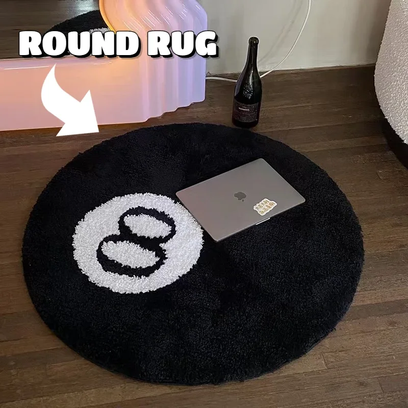 INS Black No.8 Modern Billiards Round Rug Bedroom Fashion Tufting Soft Chair Mat Lounge Washable Kids Bedroom Carpet Comfortable
INS Black No.8 Modern Billiards Round Rug Bedroom Fashion Tufting Soft Chair Mat Lounge Washable Kids Bedroom Carpet Comfortable