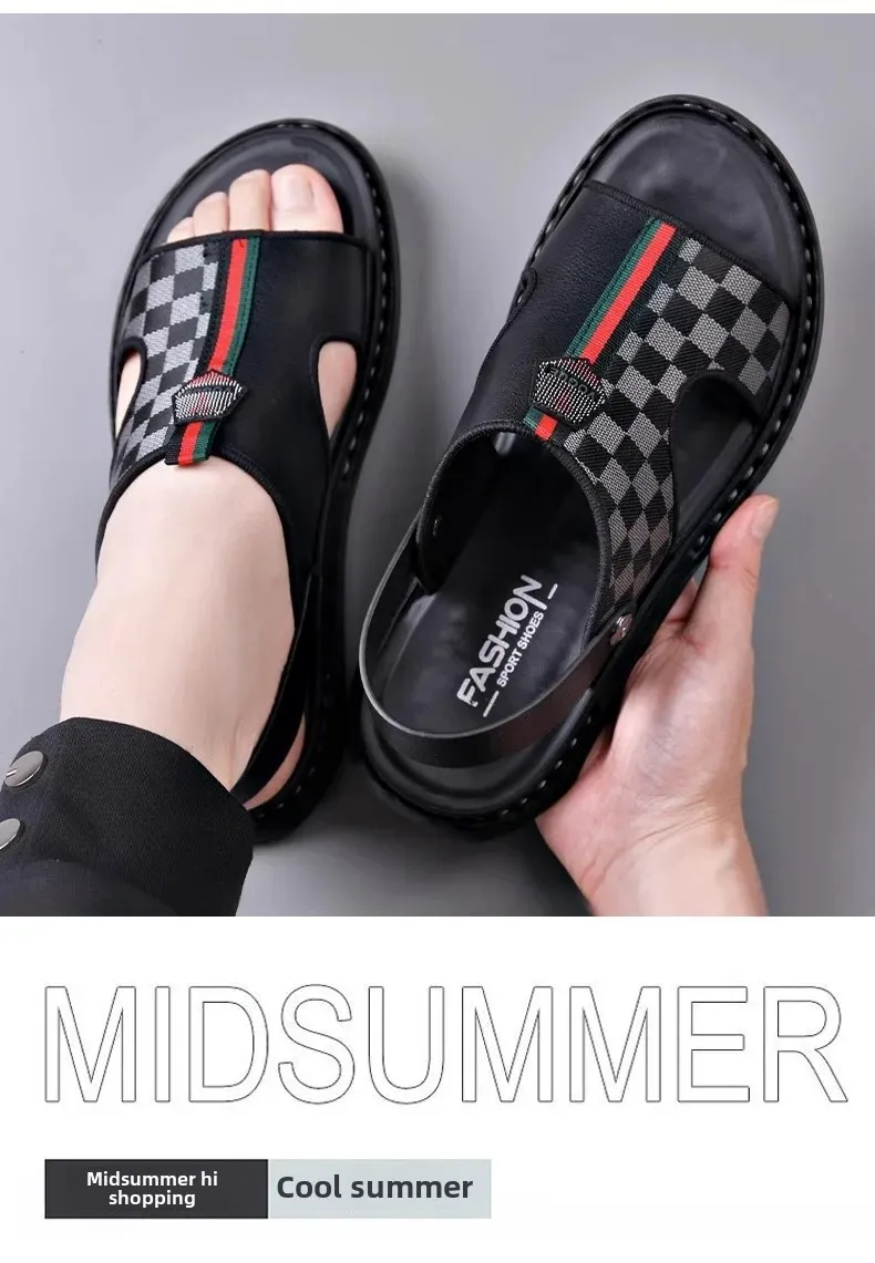 Men's Casual Soft Bottom Sandals 2023 Summer New Style Two-Use Genuine Leather Breathable Anti-Slip Outer Wear Trendy Men's Casual Soft Bottom Sandals 2023 Summer New Style Two-Use Genuine Leather Breathable Anti-Slip Outer Wear Trendy