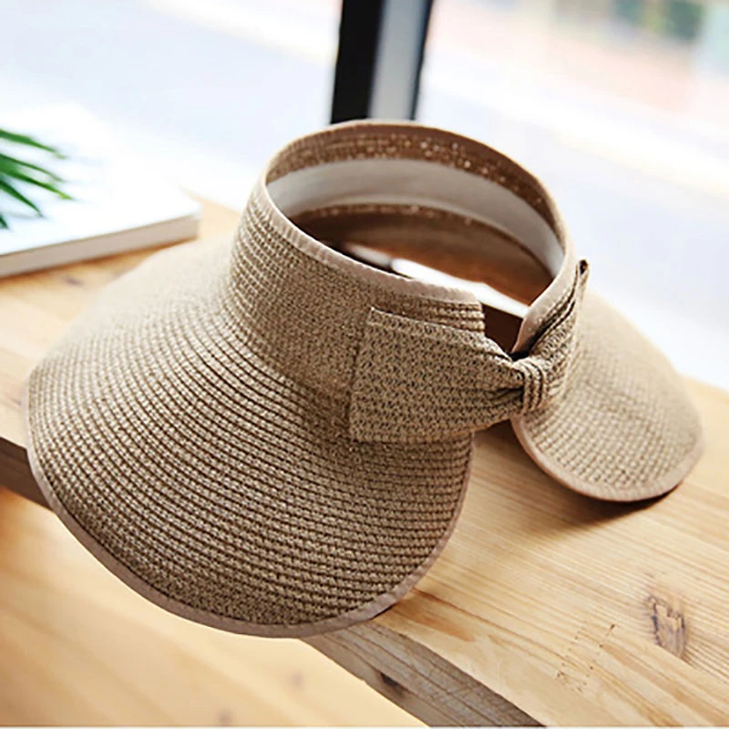 

New Women Summer Visors Hat Foldable Sun Hat Wide Large Brim Beach Hats Straw Hat Chapeau Femme Beach UV Protection Cap