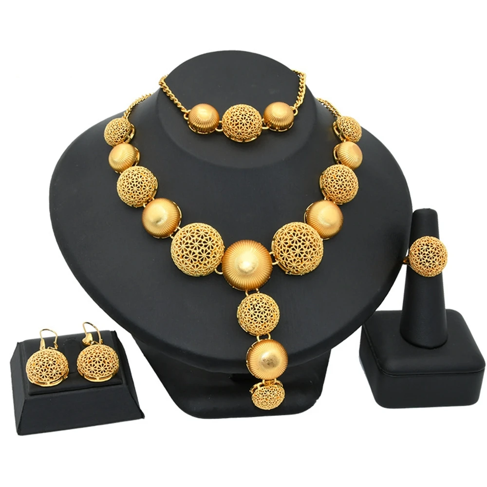 ESALE Middle East Dubai Bridal Jewelry Set African Women's Necklace Earrings Ring Bracelet Four piece Jewelry Set
ESALE Middle East Dubai Bridal Jewelry Set African Women's Necklace Earrings Ring Bracelet Four piece Jewelry Set