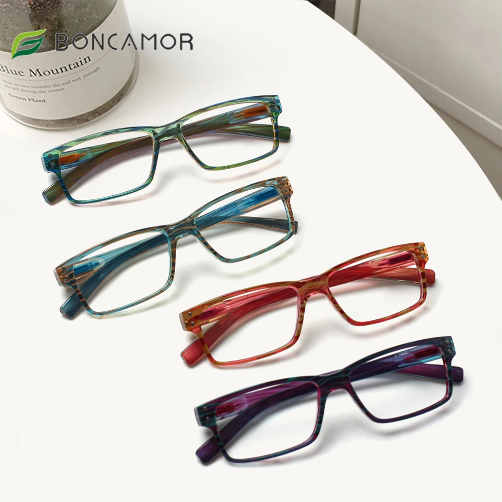 

Boncamor Blue Light Blocking Reading Glasses Spring Hinge Men and Women Anti UV Computer Goggles Reader Decorative Eyeglasses