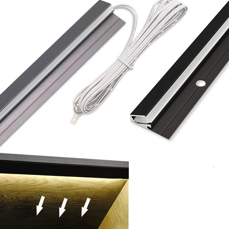 

Thin 45 Degree Led Bars Invisible Oblique Beam Lamp Bookcase Layer Shelf Aluminum Profile Kitchen Closet Hidden Lighting Dc12V