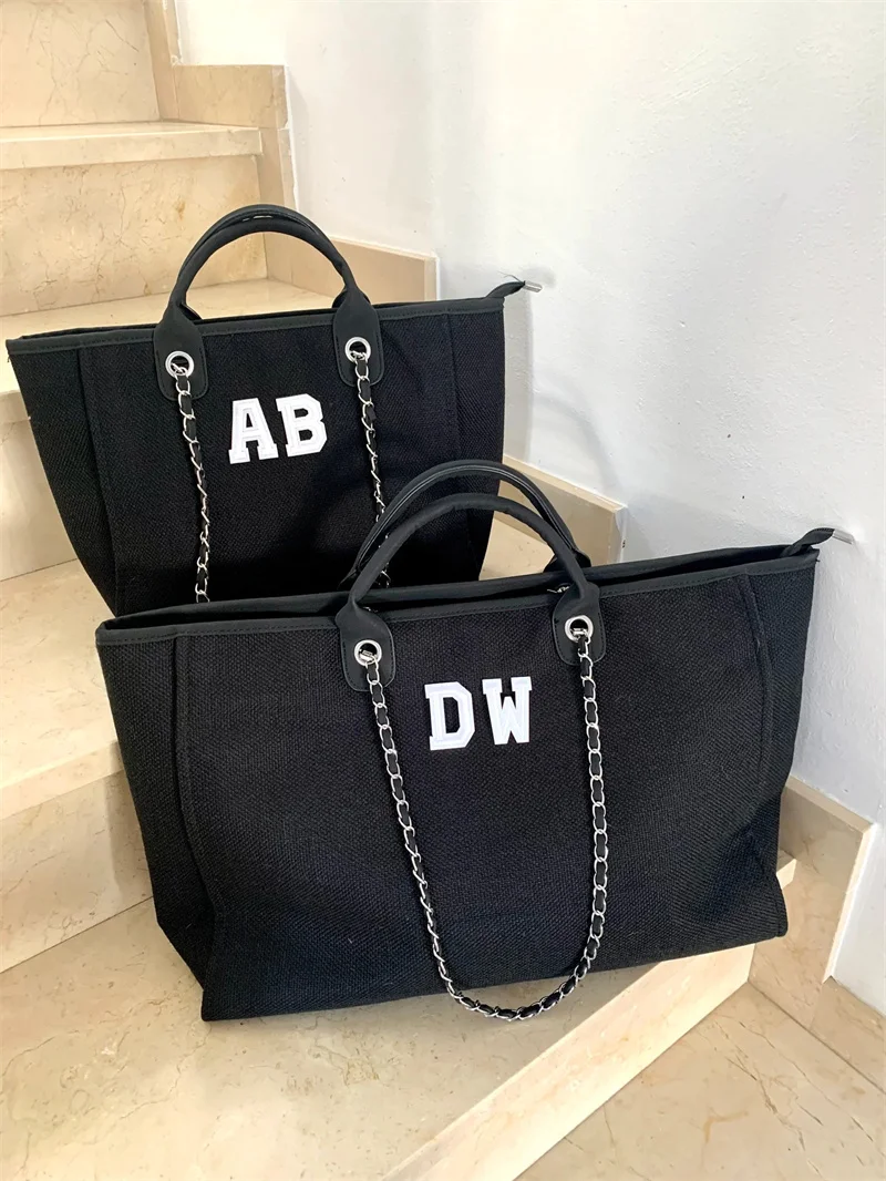 Large Luxury Personalised Monogram Tote Bag, Personalized Canvas Chain Beach Shopping Tote Bag, Personalized Weekend Hand Bag
Large Luxury Personalised Monogram Tote Bag, Personalized Canvas Chain Beach Shopping Tote Bag, Personalized Weekend Hand Bag