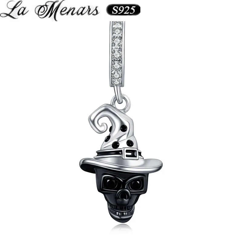 

La Menars 925 Sterling Silver Cool Skull Beads Halloween Skeleton Charms Fine Jewelry Pendant Fit Original Bracelet