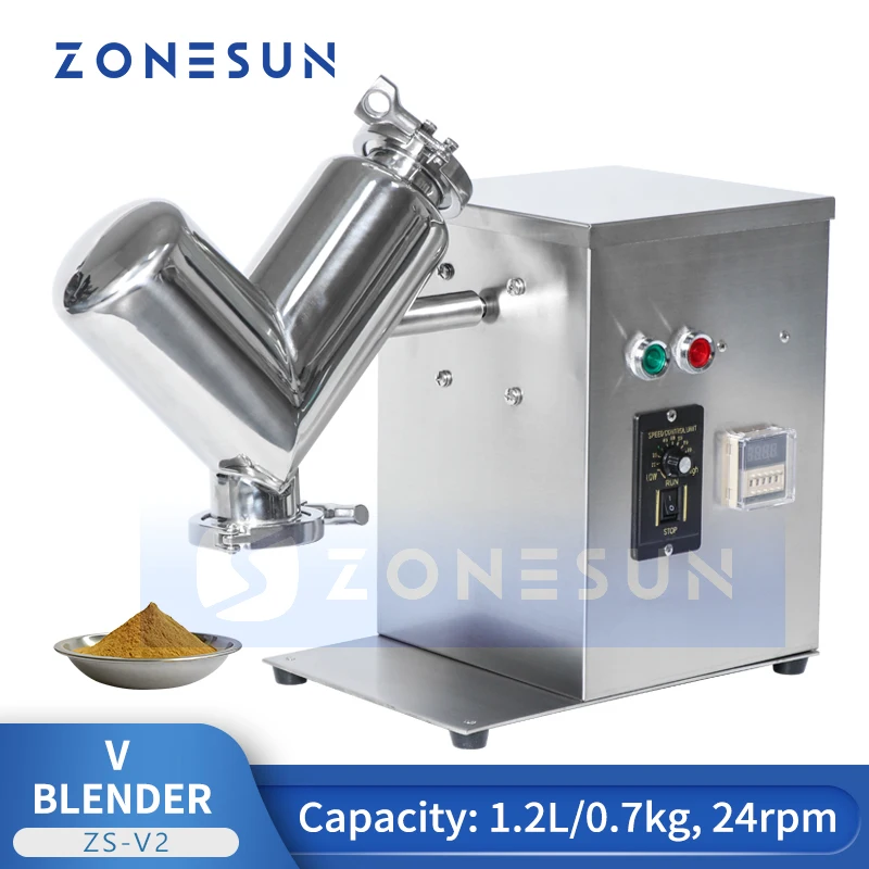 

ZONESUN ZS-V2 Stainless Powder Mixing Machine Dry Powder Mixer Blender For Pills Candy Tablet Vitamin House Blending Machine