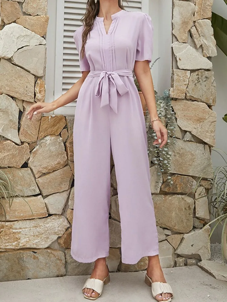 Short Sleeve High Waist Jumpsuit Women Spring Summer Wide-leg Jumpsuit Casual Pants One Piece Romper Overrall Vacation Outfits
Short Sleeve High Waist Jumpsuit Women Spring Summer Wide-leg Jumpsuit Casual Pants One Piece Romper Overrall Vacation Outfits