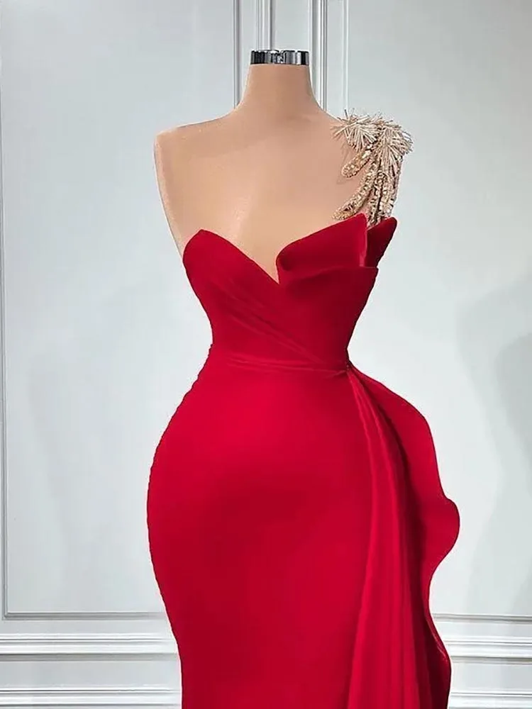 Red Plus Size One Shoulder Mermaid Beaded Crystals Satin Wedding Guest Evening Cocktail Prom Dresses for Bride Special Occasion
Red Plus Size One Shoulder Mermaid Beaded Crystals Satin Wedding Guest Evening Cocktail Prom Dresses for Bride Special Occasion