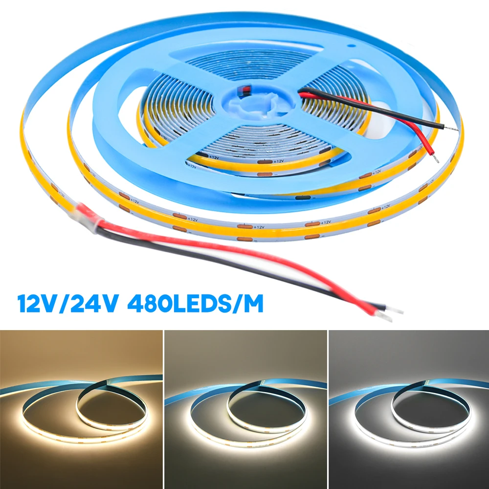 COB LED Strip High Density Flexible 480LEDs/m FCOB Lights Tape Ribbon Cool/Nature/Warm White Linear Lighting Dimmable DC12V/24V
COB LED Strip High Density Flexible 480LEDs/m FCOB Lights Tape Ribbon Cool/Nature/Warm White Linear Lighting Dimmable DC12V/24V