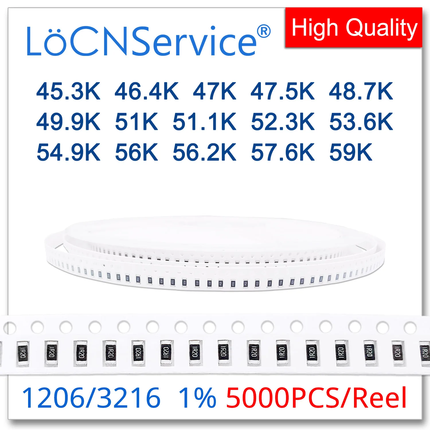LoCNService 1206 1% 5000 шт. 45,3 к 46,4, 47 (Европа) K 47,5 K 48,7 K 49,9 K 51K 51,1 K 52,3 K 53,6 K 54,9 K 56K 56,2 K 57,6 K 59K 3216 резистор Ом
LoCNService 1206 1% 5000 шт. 45,3 к 46,4, 47 (Европа) K 47,5 K 48,7 K 49,9 K 51K 51,1 K 52,3 K 53,6 K 54,9 K 56K 56,2 K 57,6 K 59K 3216 резистор Ом