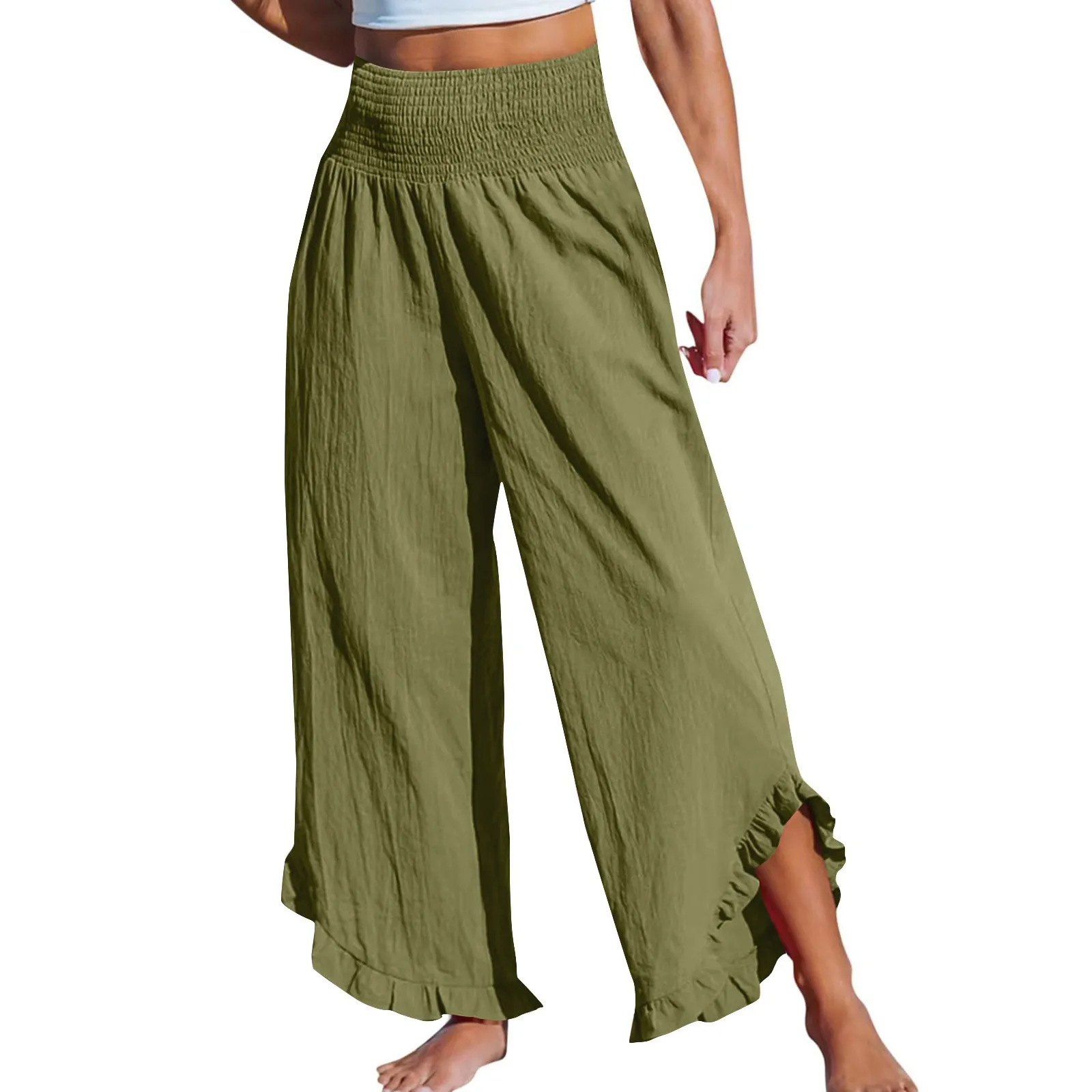 New Women'S Solid Color Elastic Waist Slim Casual Pants Loose Pant Length Pantaloni Donna CalçA Pantalona Feminina Summer Pants
New Women'S Solid Color Elastic Waist Slim Casual Pants Loose Pant Length Pantaloni Donna CalçA Pantalona Feminina Summer Pants