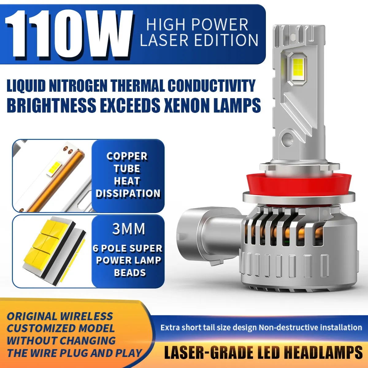59800LM 2PCS Car Headlight Bulbs 110W H4 Led Lamp H9 H11 9006 9005 9012 Hir2 Fog Light H7 Canbus CSP Auto Headlamp 6000K White
59800LM 2PCS Car Headlight Bulbs 110W H4 Led Lamp H9 H11 9006 9005 9012 Hir2 Fog Light H7 Canbus CSP Auto Headlamp 6000K White