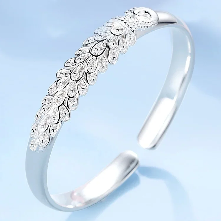 Noble Pretty 925 Sterling Silver Peacock Opening Screen Bracelet Bangle for Women Fashion Party Wedding Accessories Jewelry Gift
Noble Pretty 925 Sterling Silver Peacock Opening Screen Bracelet Bangle for Women Fashion Party Wedding Accessories Jewelry Gift