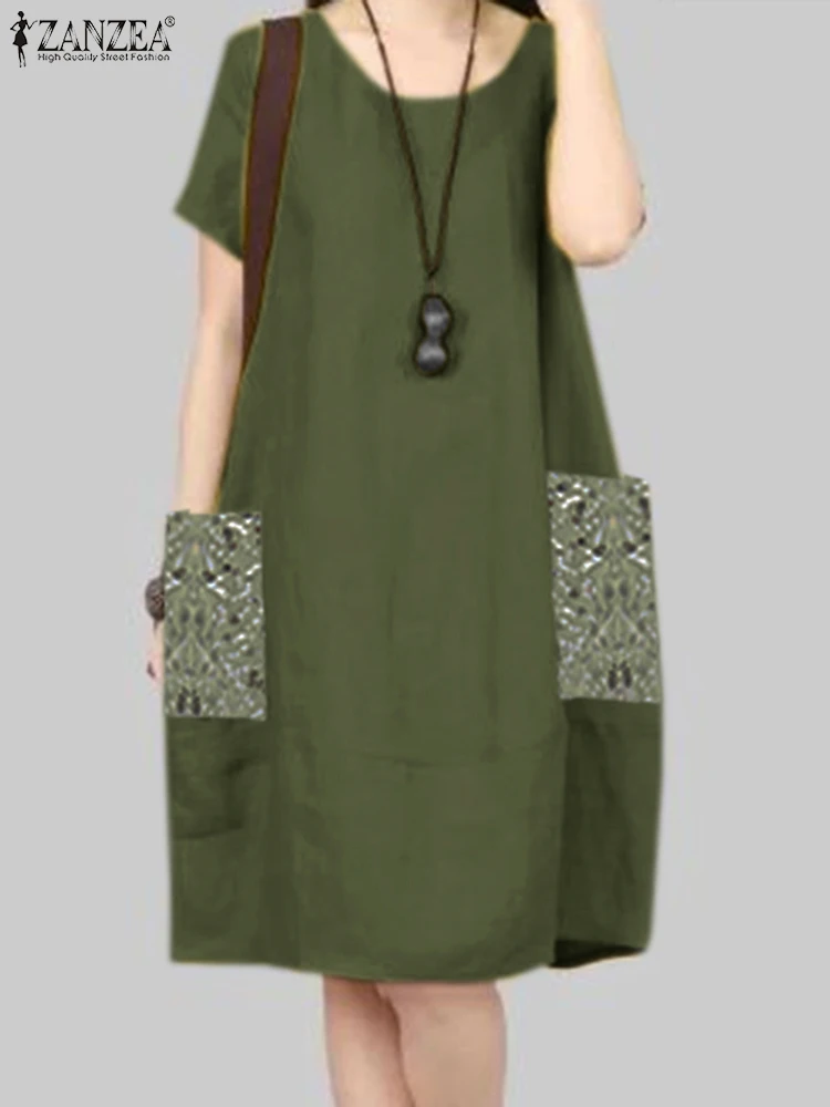 ZANZEA Women Summer Sundress Fashion Splicing Dress Causal Solid Loose Vestidos Femme Short Sleeve O Neck Robe Elegant Dresses
ZANZEA Women Summer Sundress Fashion Splicing Dress Causal Solid Loose Vestidos Femme Short Sleeve O Neck Robe Elegant Dresses