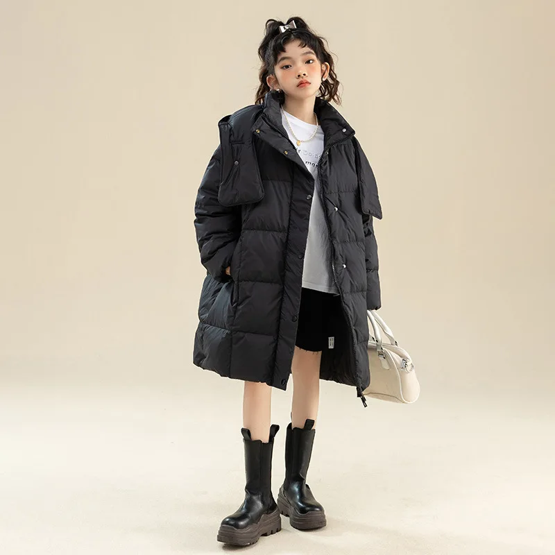 Детский длинный пуховик с капюшоном, теплая пуховая куртка в Корейском стиле для девочек начальной школы, зимние куртки для девочек, 2023
Детский длинный пуховик с капюшоном, теплая пуховая куртка в Корейском стиле для девочек начальной школы, зимние куртки для девочек, 2023