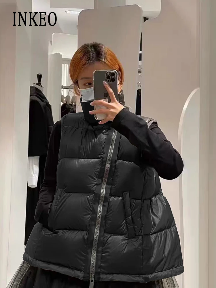 Luxury Women's Turtleneck Zipper sleeveless vest Warm Thick Down jacket 2023 Autumn winter Basic waistcoat Gray INKEO 3O284
Luxury Women's Turtleneck Zipper sleeveless vest Warm Thick Down jacket 2023 Autumn winter Basic waistcoat Gray INKEO 3O284