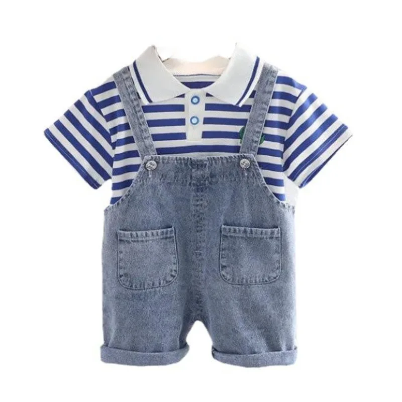 New Summer Baby Clothes Suit Children Boys Striped Short Sleeve T-Shirt Overalls 2Pcs/Sets Toddler Girls Costume Kids Tracksuits
New Summer Baby Clothes Suit Children Boys Striped Short Sleeve T-Shirt Overalls 2Pcs/Sets Toddler Girls Costume Kids Tracksuits
