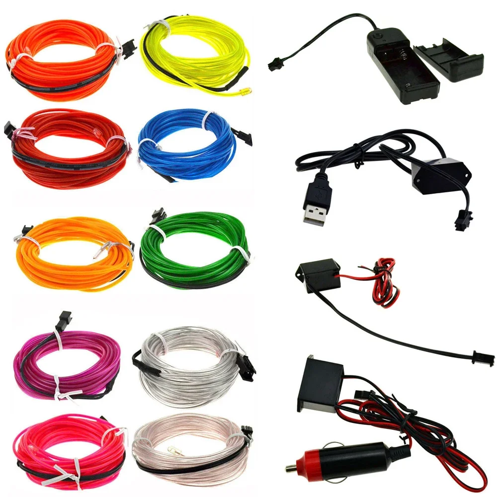 

Flexible Neon Glow Light 1M 2M 3M 4M 5M EL Wire LED Strip 5V 3V 12V Waterproof Rope For DIY Car Party Room Clothing Decoration