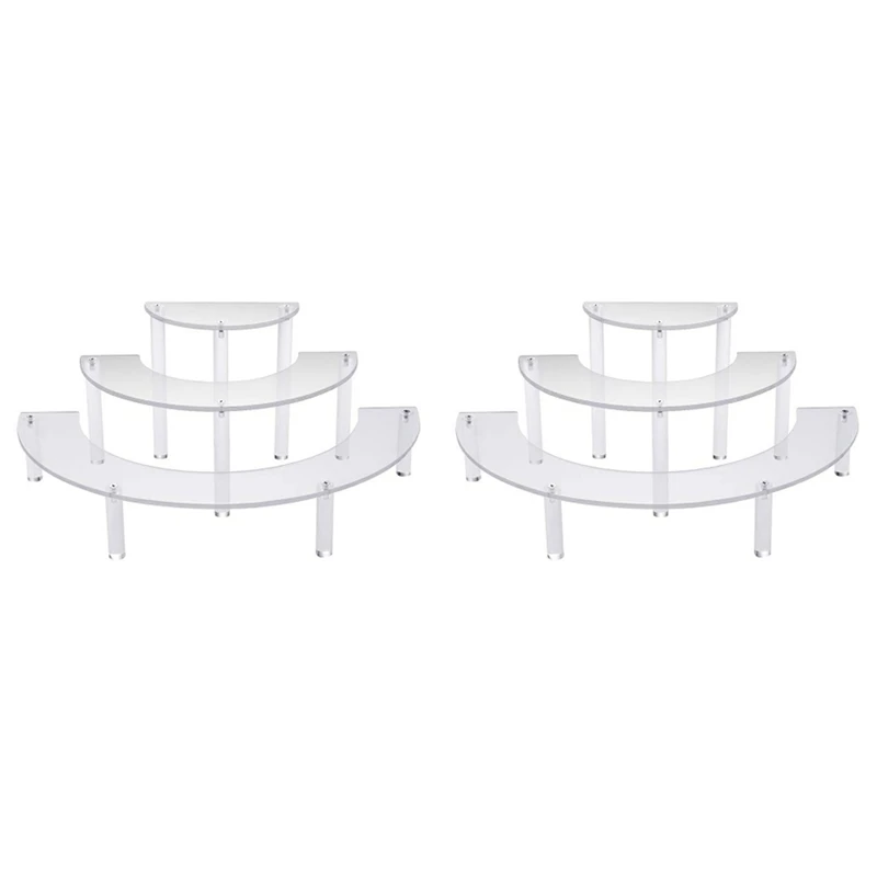 

2X Transparent Removable Acrylic Cake Display Stand For Party Round Cupcake Holder Bakeware Wedding Birthday Decoration