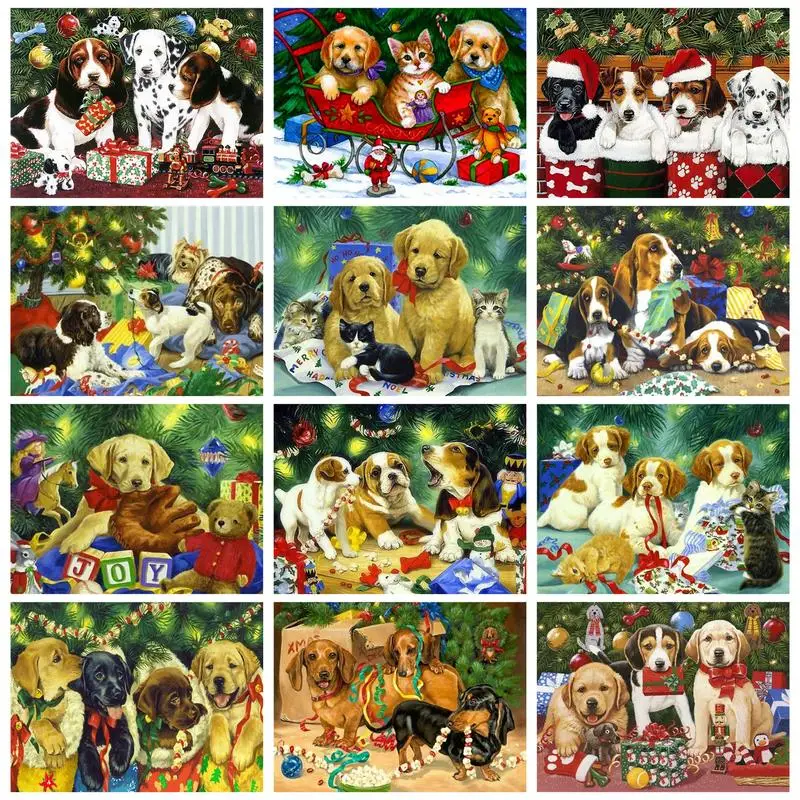 GATYZTORY Modern Painting By Numbers Dogs Animals Decorative Paintings For Adults Gift Art Picture Coloring Christmas Scene
GATYZTORY Modern Painting By Numbers Dogs Animals Decorative Paintings For Adults Gift Art Picture Coloring Christmas Scene