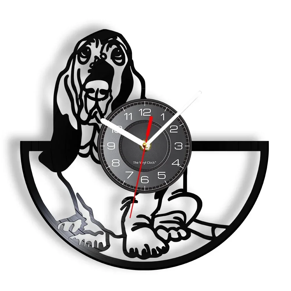 

Виниловые часы bассет для ухода за собаками, настенные художественные подарочные часы для любителей собак ручной работы с виниловой пластиной, художественный декор в стиле ретро